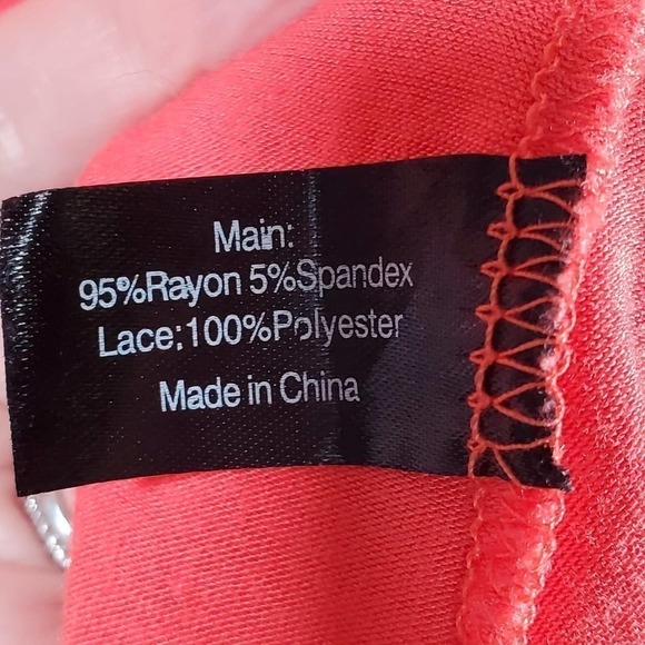 Lane Bryant Floral Mesh Lace Yoke Short Sleeve Tee Coral Pink Size 18/20 - Picture 8 of 9